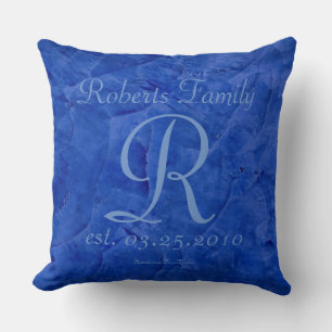 Coussin Créez vos propres monogrammes bleu barbeau