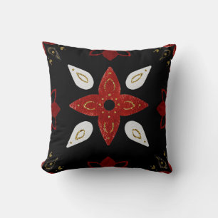 Coussin Créez vos propres motifs floraux nordiques rouges