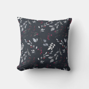 Coussin Créez votre propre Black & Red Holly élégant