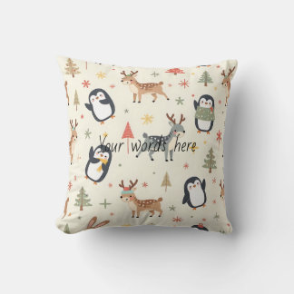 Coussin Créez votre propre Boho Noël Kawaii Animaux