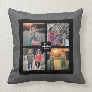 Coussin Créez votre propre cambriolage gris de collage ph