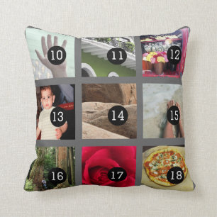 Coussin Créez votre propre collage de photo avec 18 images