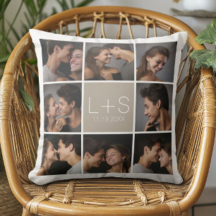 Coussin Créez Votre Propre Collage de Photos de Mariage Mo