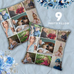 Coussin Créez votre propre collection de photos 9<br><div class="desc">Coussin de collage photo simple et moderne à personnaliser avec 9 images. Un grand coussin de conservation à offrir en famille pour les vacances et les occasions spéciales.</div>