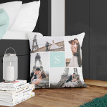Coussin Créez votre propre Galerie Monogrammée 5-Photo<br><div class="desc">Ajoutez vos photos et votre monogramme personnalisé pour un design spécial d'un genre.</div>
