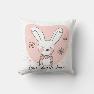 Coussin Créez Votre Propre Lapin Rétro Orange Noël