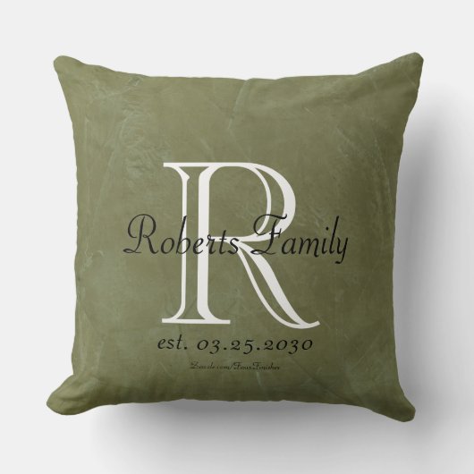 Coussin Créez votre propre monogramme en cuir Faux d'olive (Recto)