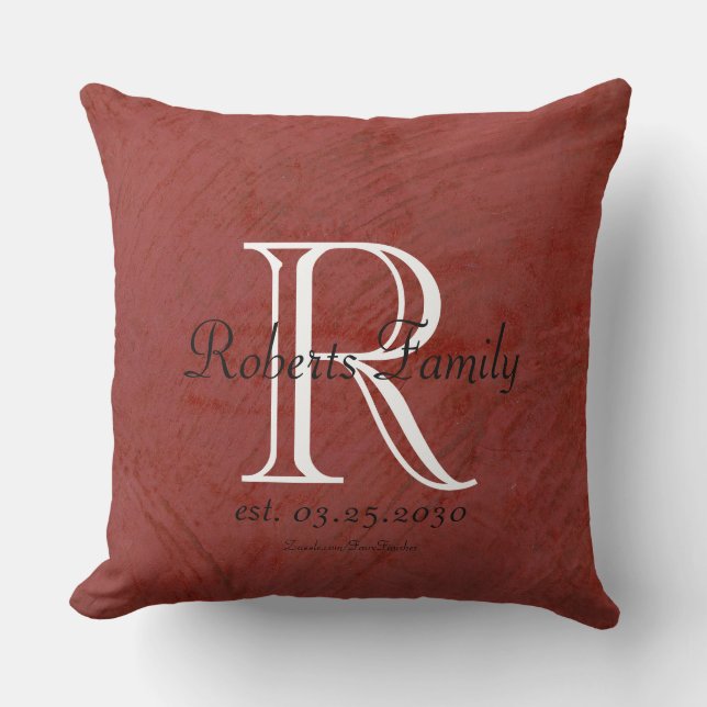 Coussin Créez votre propre monogramme en cuir Faux rouge (Recto)