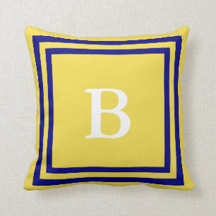 Coussin Créez votre propre monogramme Marine bleu et jaun