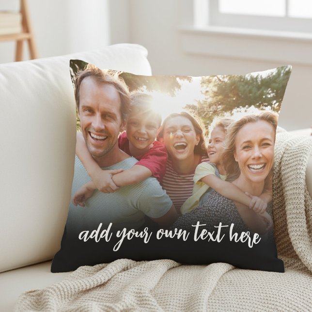 Coussin Créez votre propre photo avec 2 textes (Créateur téléchargé)