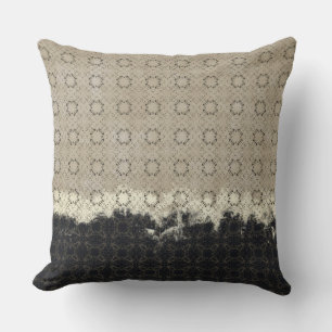 Coussin Crème Abstraite, Gris, Bronze Motif Vintage