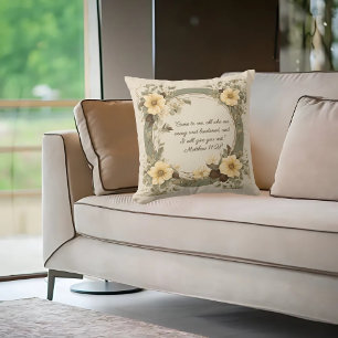 Coussin Crème au beurre Sage Mocha Floral Personnalisable