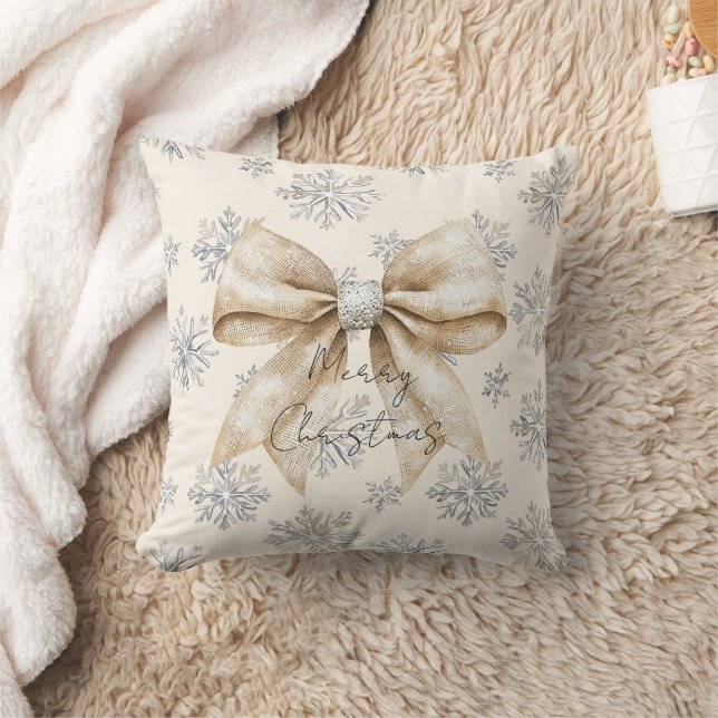 Coussin Crème brillante rustique annonce Noël (Couverture)