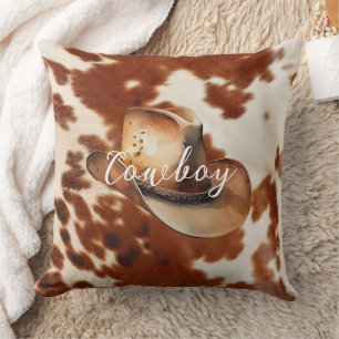 Coussin Crème Brown Cowboy Casquette