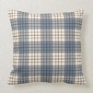 Coussin Crème de brun de bleus de plaid