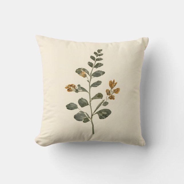 Coussin Crème de feuilles botaniques vintage (Recto)