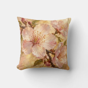Coussin Crème de Fleur de Cerisier Rouge Botanique