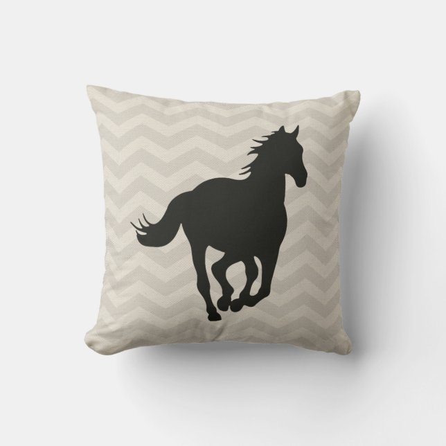 Coussin Crème de gris de noir de motif de Chevron de (Recto)