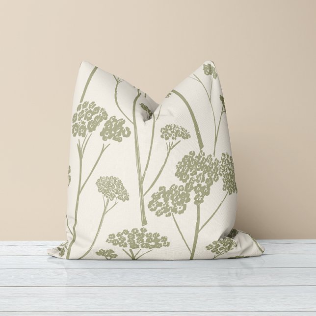 Coussin Crème de lin Silence Prairie Olive poussiéreux (Créateur téléchargé)
