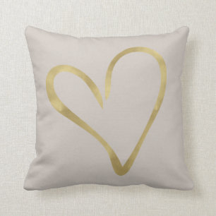 Coussin Crème ene ivoire avec le coeur d'or