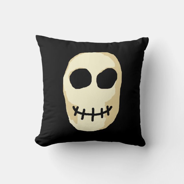 Coussin Crème et crâne noir. (Recto)
