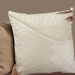 Coussin Crème et Marron Minimaliste Abstrait Naturel