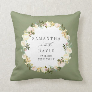 Coussin Crème et sage   Mariage personnalisées