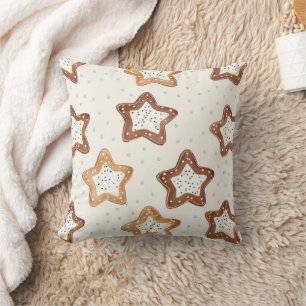 Coussin Crème Étoiles Blanches Noël