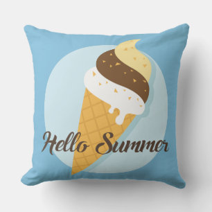 Coussin Crème glacée Bonjour personnalisées couleur lancer