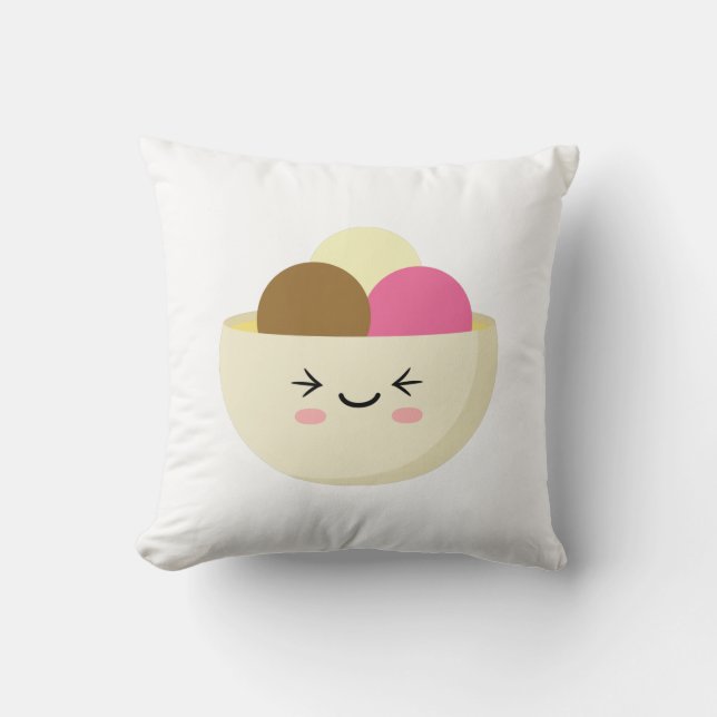 Coussin Crème glacée Kawaii (Recto)