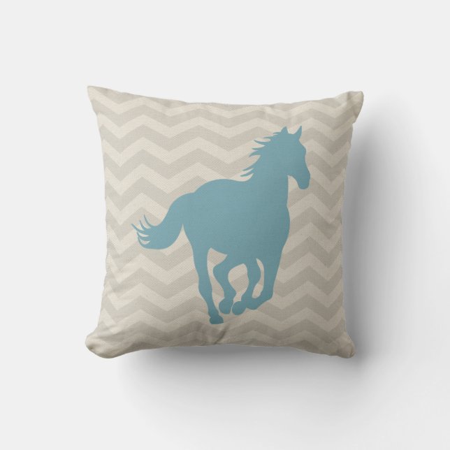Coussin Crème grise bleu-clair de motif de Chevron de (Recto)