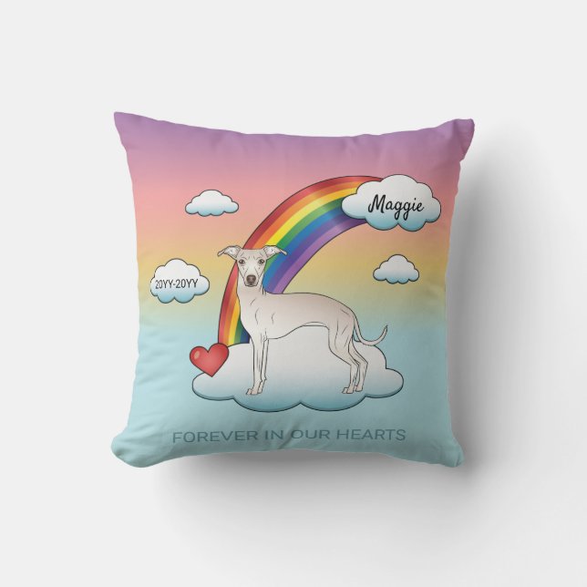 Coussin Crème italien Greyhound mignonne Chien Rainbow Mem (Recto)
