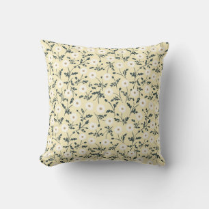 Coussin Crème jaune beurré Motif de marguerite de ferme mo