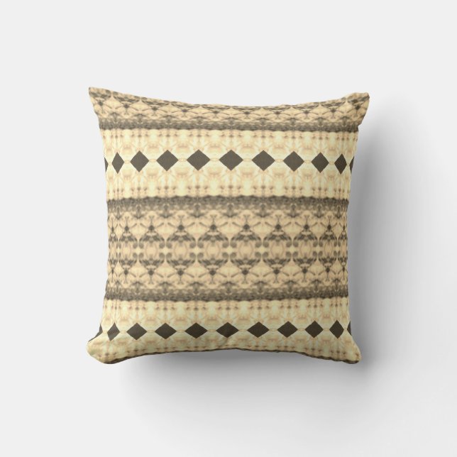 Coussin Crème Marron Et Beige Motif (Recto)