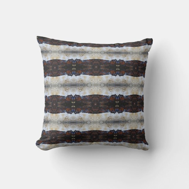 Coussin crème motif Abstraite en blanc brun noir (Recto)