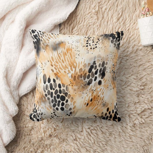 Coussin Crème noire sauvage Léopard Animal Floral (Couverture)