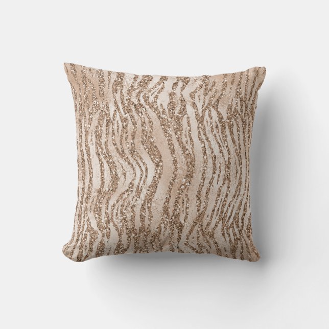 Coussin Crème Rose Parties scintillant or Zebra Print   (Recto)
