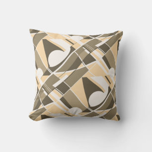 Coussin Crème Taupe Brown blanc incliné Twirling Art Motif