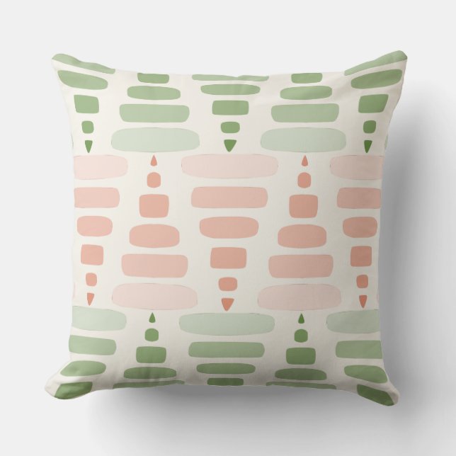 Coussin crème verte pêche Triangle empilé Blocs (Recto)