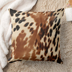 Coussin Crème Western Cowboy Brown Noir Cowhide