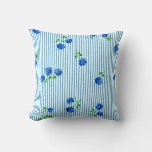 Coussin Crépon de coton chic de bleu de cottage vintage de