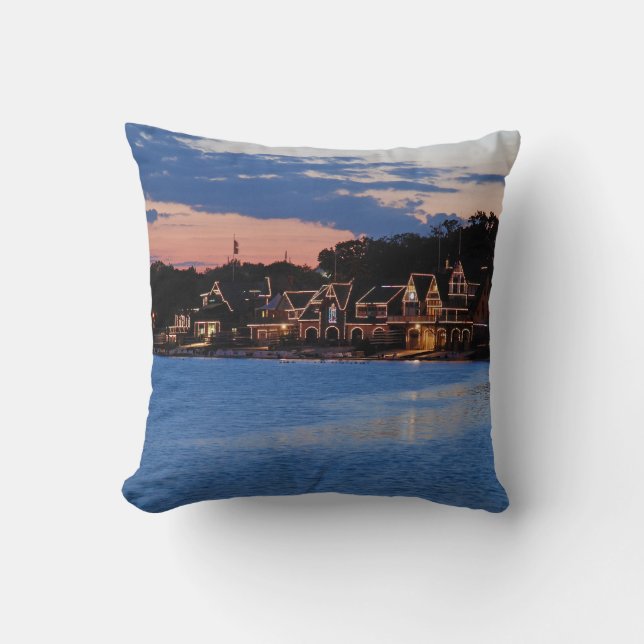 Coussin Crépuscule de rangée de Boathouse (Recto)