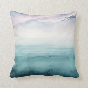 Coussin Crépuscule sur la baie - aquarelle