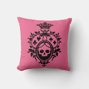 Coussin Crête rose avec crâne et costumes Jeter l'oreiller