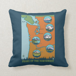 Coussin Crêtes du nord-ouest - 5 montagnes différentes