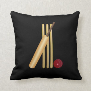 Coussin Cricket - Wicket, chauve-souris et balle