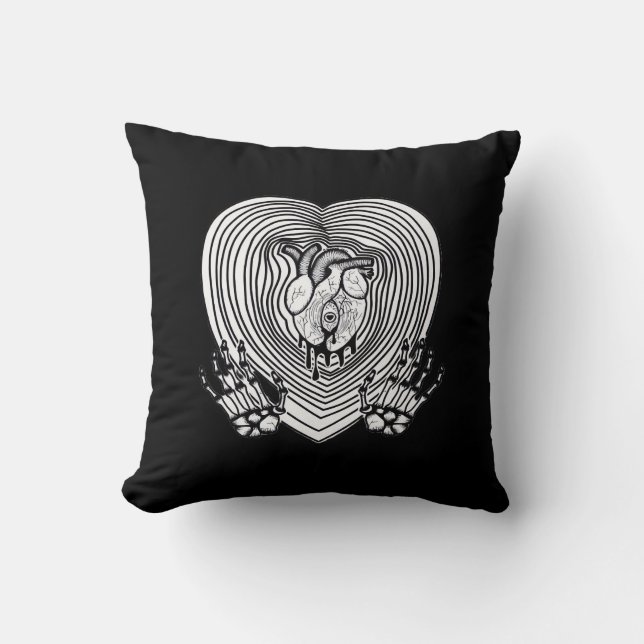 Coussin Crier Coeur classique - Squelette Mains Coeur (Recto)