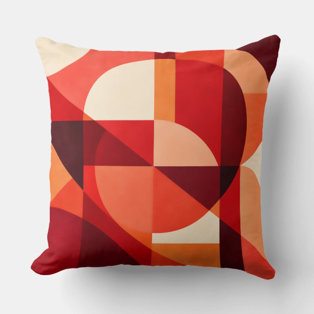 Coussin Crimson Ember Geometric Abstract (Recto)