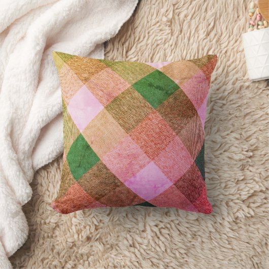 Coussin Criss Cross Diamond Plaid Vert rose (Couverture)