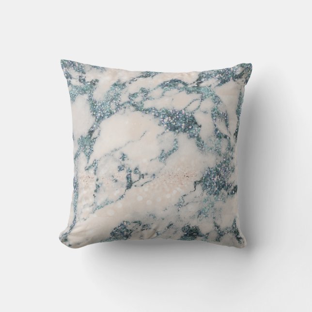 Coussin Cristal Parties scintillant Pêcher Marbre Bleu Bla (Recto)